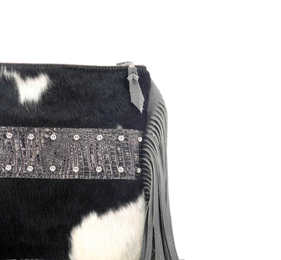 Shania - Black & White w/ Smoke Show Croc-Shania-Western-Cowhide-Bags-Handmade-Products-Gifts-Dancing Cactus Designs