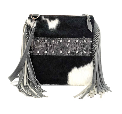 Shania - Black & White w/ Smoke Show Croc-Shania-Western-Cowhide-Bags-Handmade-Products-Gifts-Dancing Cactus Designs