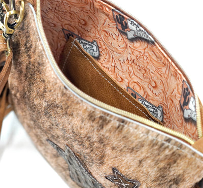 Shania - Brindle w/ Camo Croc-Shania-Western-Cowhide-Bags-Handmade-Products-Gifts-Dancing Cactus Designs