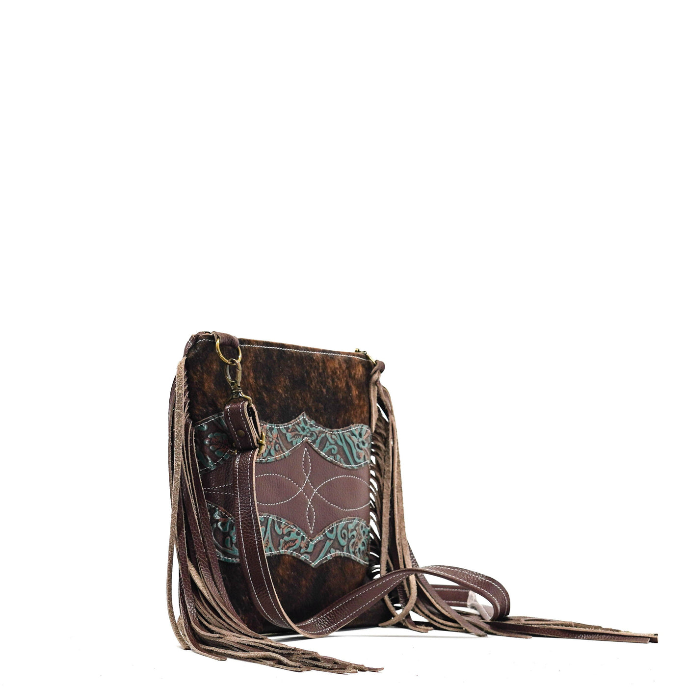 Shania - Brindle w/ Evergreen Tool-Shania-Western-Cowhide-Bags-Handmade-Products-Gifts-Dancing Cactus Designs