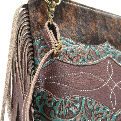 Shania - Brindle w/ Evergreen Tool-Shania-Western-Cowhide-Bags-Handmade-Products-Gifts-Dancing Cactus Designs