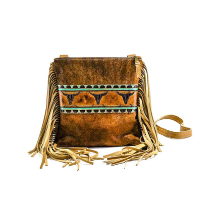 Shania - Brindle w/ Sepia Skulls-Shania-Western-Cowhide-Bags-Handmade-Products-Gifts-Dancing Cactus Designs