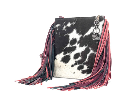 Shania - Chocolate & White w/ No Embossed-Shania-Western-Cowhide-Bags-Handmade-Products-Gifts-Dancing Cactus Designs