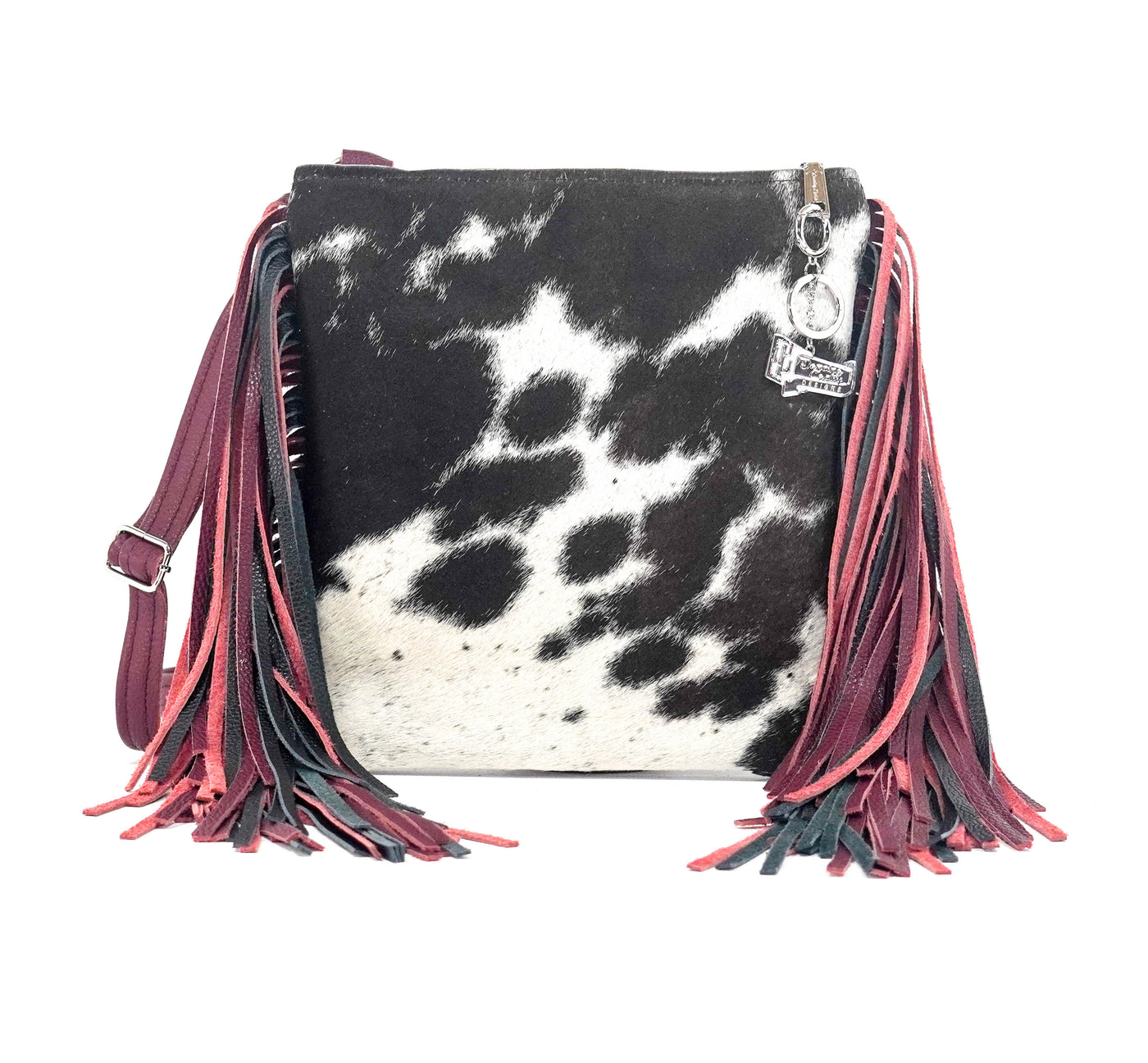 Shania - Chocolate & White w/ No Embossed-Shania-Western-Cowhide-Bags-Handmade-Products-Gifts-Dancing Cactus Designs