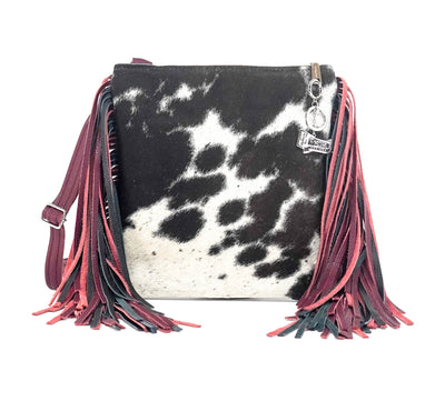 Shania - Chocolate & White w/ No Embossed-Shania-Western-Cowhide-Bags-Handmade-Products-Gifts-Dancing Cactus Designs