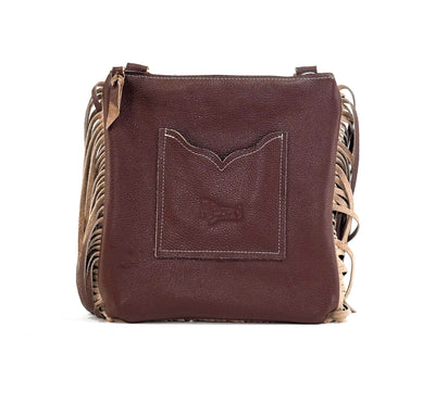 Shania - Chocolate & White w/ Walnut Ostrich-Shania-Western-Cowhide-Bags-Handmade-Products-Gifts-Dancing Cactus Designs