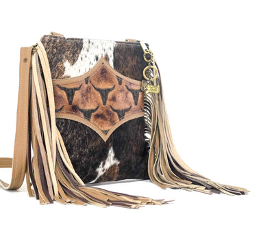 Shania - Dapple w/ Sepia Skulls-Shania-Western-Cowhide-Bags-Handmade-Products-Gifts-Dancing Cactus Designs