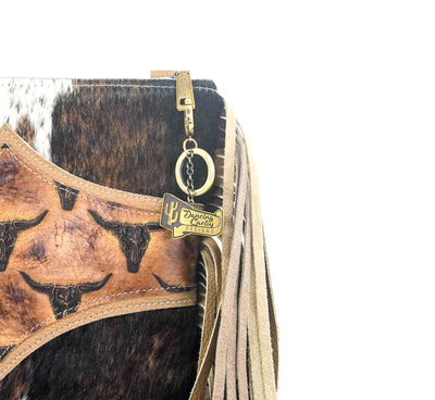 Shania - Dapple w/ Sepia Skulls-Shania-Western-Cowhide-Bags-Handmade-Products-Gifts-Dancing Cactus Designs