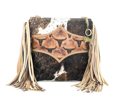 Shania - Dapple w/ Sepia Skulls-Shania-Western-Cowhide-Bags-Handmade-Products-Gifts-Dancing Cactus Designs