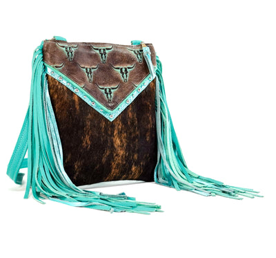 Shania - Dark Brindle w/ Mint Chocolate Skulls-Shania-Western-Cowhide-Bags-Handmade-Products-Gifts-Dancing Cactus Designs