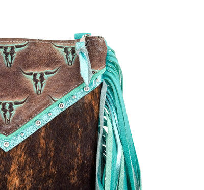 Shania - Dark Brindle w/ Mint Chocolate Skulls-Shania-Western-Cowhide-Bags-Handmade-Products-Gifts-Dancing Cactus Designs