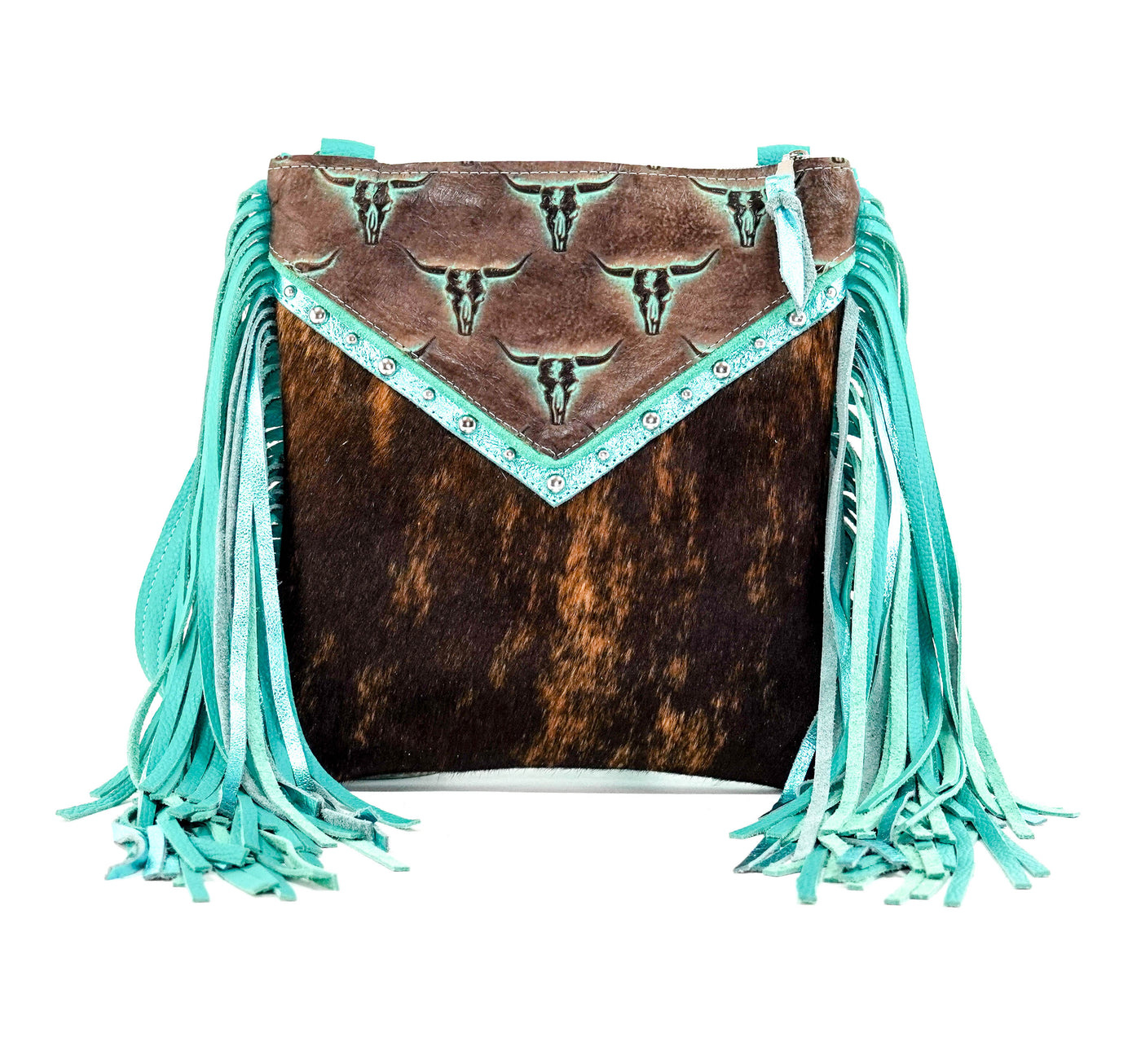 Shania - Dark Brindle w/ Mint Chocolate Skulls-Shania-Western-Cowhide-Bags-Handmade-Products-Gifts-Dancing Cactus Designs