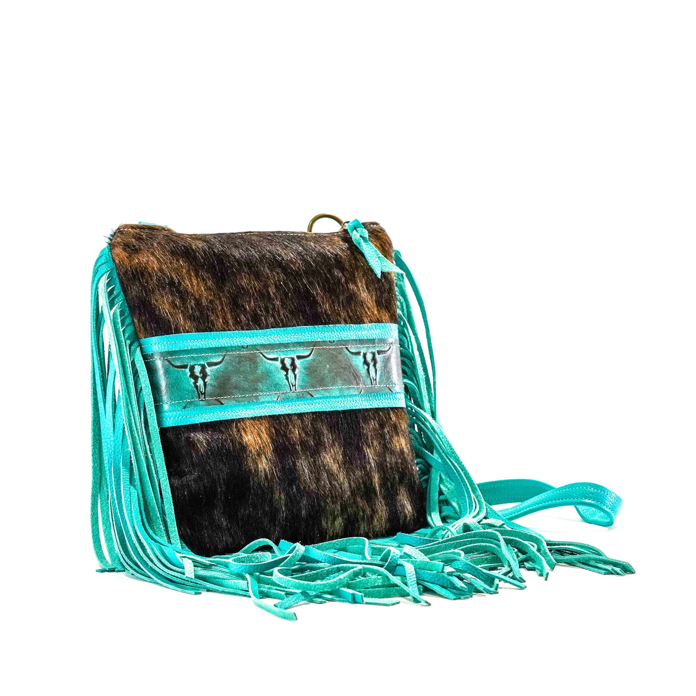 Shania - Dark Brindle w/ Royston Skulls-Shania-Western-Cowhide-Bags-Handmade-Products-Gifts-Dancing Cactus Designs
