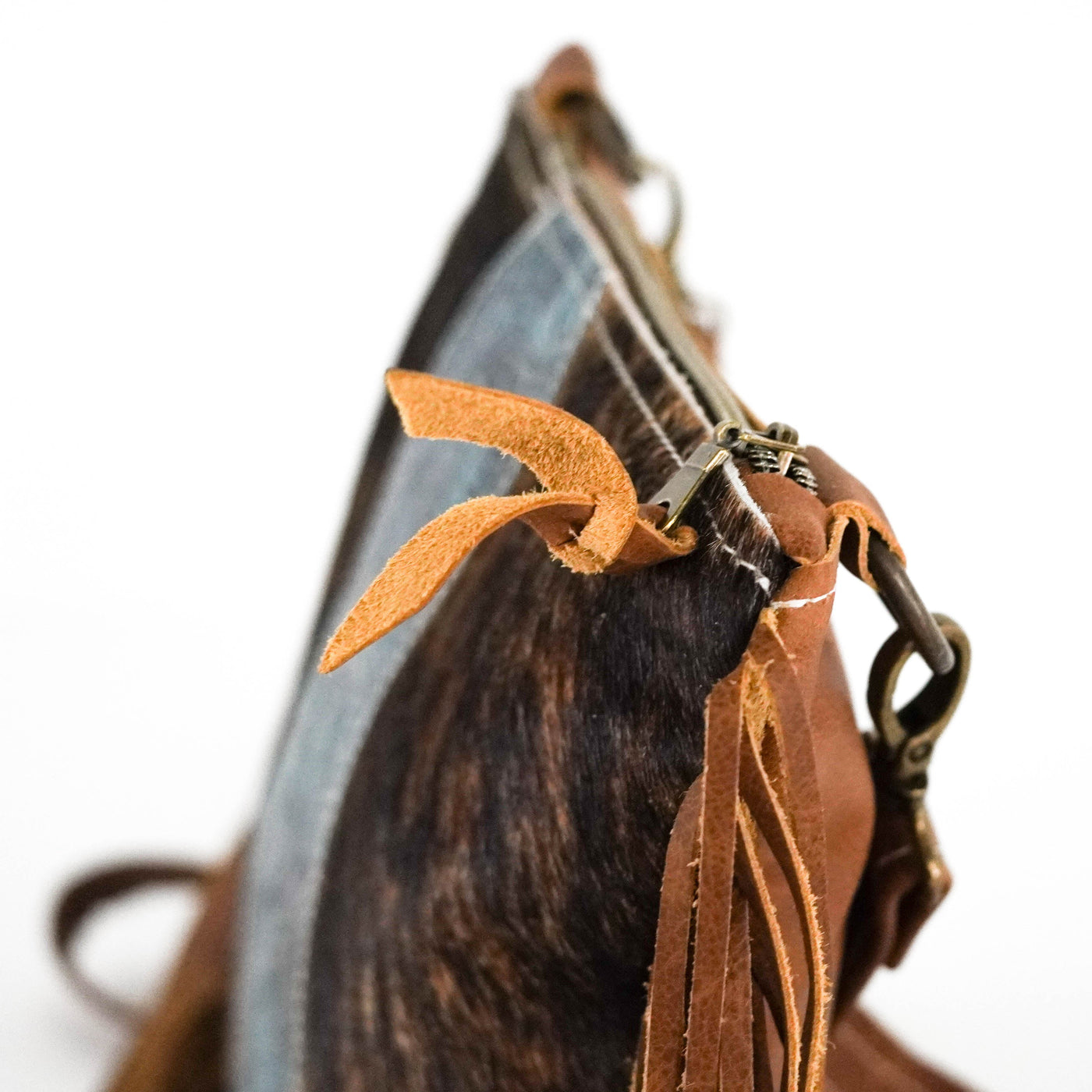 Shania - Dark Brindle w/ Turqouise Wildflower-Shania-Western-Cowhide-Bags-Handmade-Products-Gifts-Dancing Cactus Designs