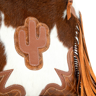 Shania - Tricolor w/ Caramel Diamond Stitch-Shania-Western-Cowhide-Bags-Handmade-Products-Gifts-Dancing Cactus Designs