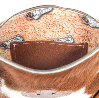 Shania - Tricolor w/ Caramel Diamond Stitch-Shania-Western-Cowhide-Bags-Handmade-Products-Gifts-Dancing Cactus Designs