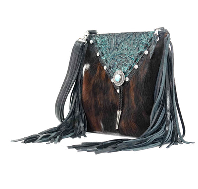 Shania - Tricolor w/ Indigo Tool-Shania-Western-Cowhide-Bags-Handmade-Products-Gifts-Dancing Cactus Designs
