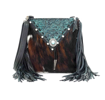Shania - Tricolor w/ Indigo Tool-Shania-Western-Cowhide-Bags-Handmade-Products-Gifts-Dancing Cactus Designs