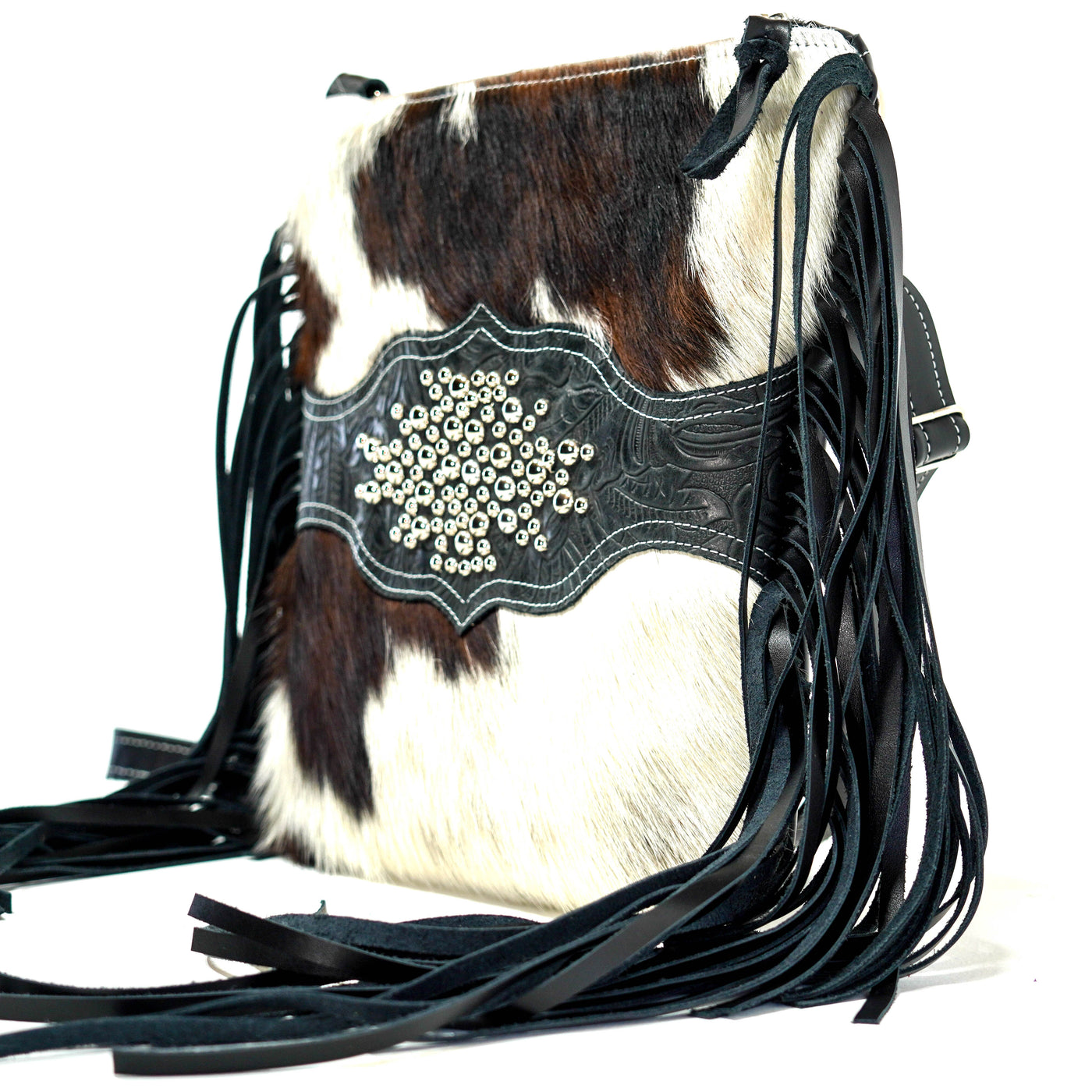 Shania - Tricolor w/ Onyx Denver Tool-Shania-Western-Cowhide-Bags-Handmade-Products-Gifts-Dancing Cactus Designs