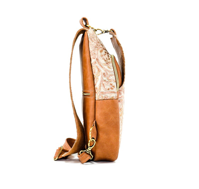 Sling Bag - All Embossed w/ Rose Gold Tool-Sling Bag-Western-Cowhide-Bags-Handmade-Products-Gifts-Dancing Cactus Designs