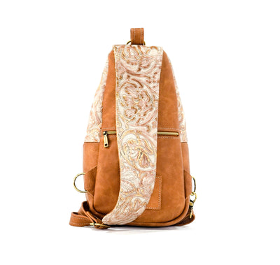 Sling Bag - All Embossed w/ Rose Gold Tool-Sling Bag-Western-Cowhide-Bags-Handmade-Products-Gifts-Dancing Cactus Designs