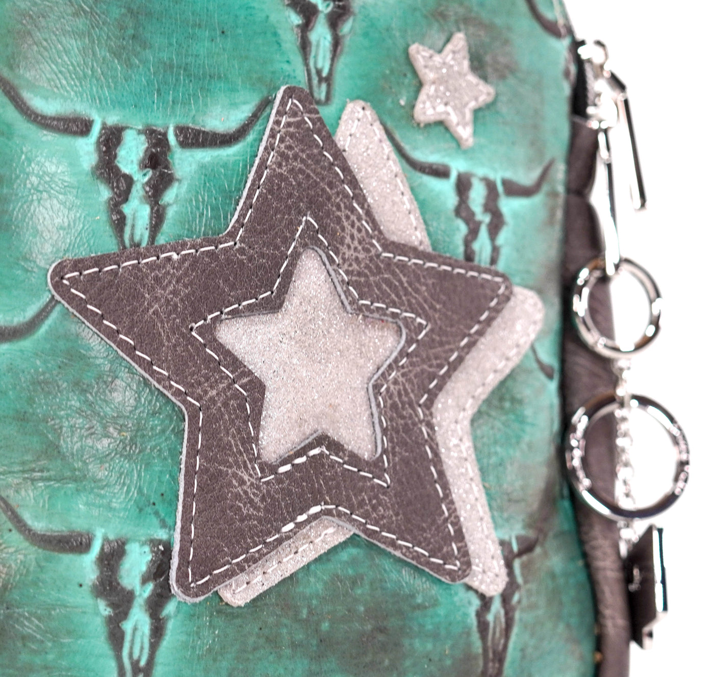 Sling Bag - All Embossed w/ Royston Skulls-Sling Bag-Western-Cowhide-Bags-Handmade-Products-Gifts-Dancing Cactus Designs