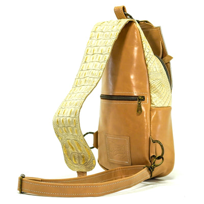 Sling Bag - Brindle w/ Engraving-Sling Bag-Western-Cowhide-Bags-Handmade-Products-Gifts-Dancing Cactus Designs