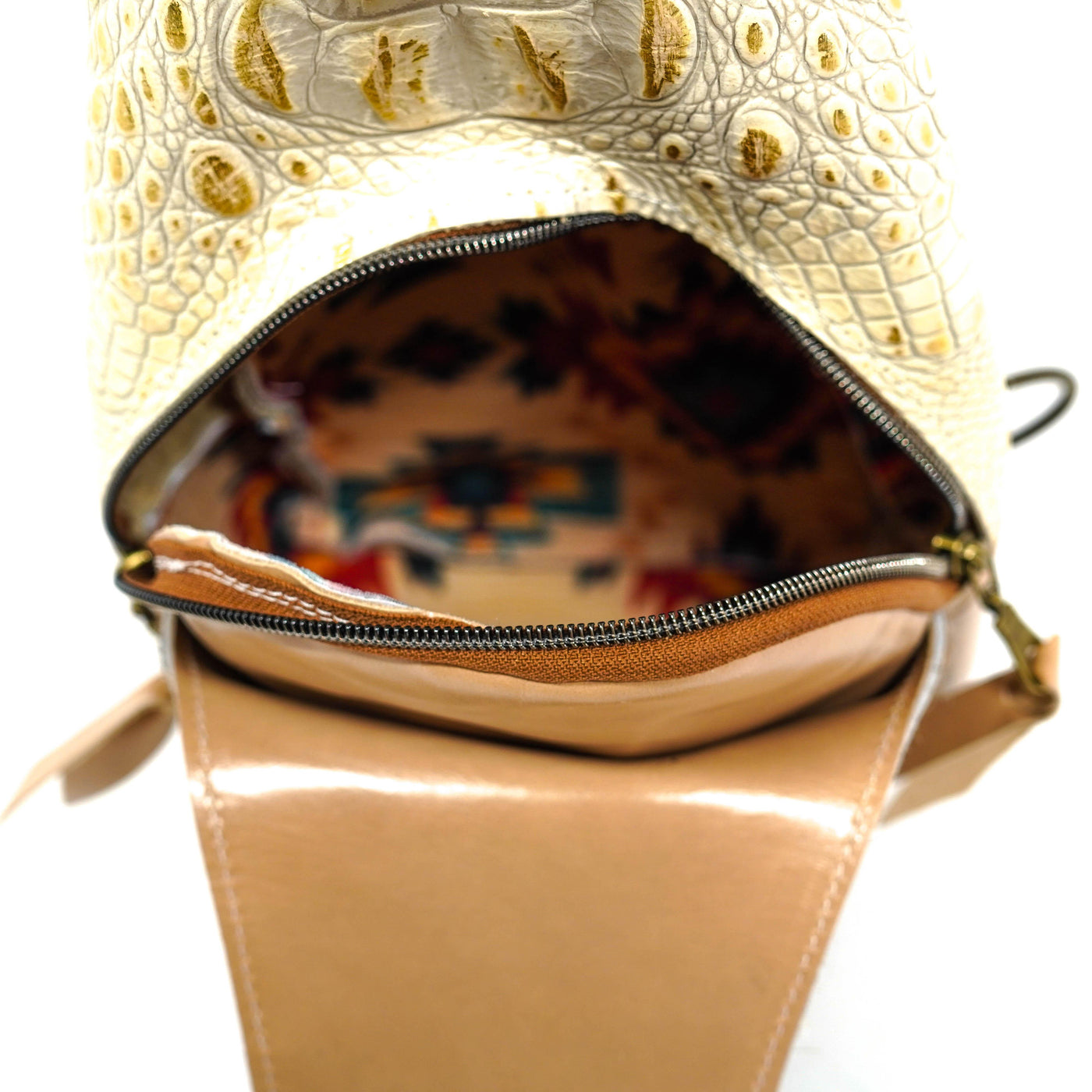 Sling Bag - Brindle w/ Engraving-Sling Bag-Western-Cowhide-Bags-Handmade-Products-Gifts-Dancing Cactus Designs