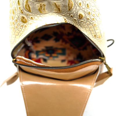 Sling Bag - Brindle w/ Engraving-Sling Bag-Western-Cowhide-Bags-Handmade-Products-Gifts-Dancing Cactus Designs
