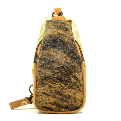 Sling Bag - Brindle w/ Engraving-Sling Bag-Western-Cowhide-Bags-Handmade-Products-Gifts-Dancing Cactus Designs