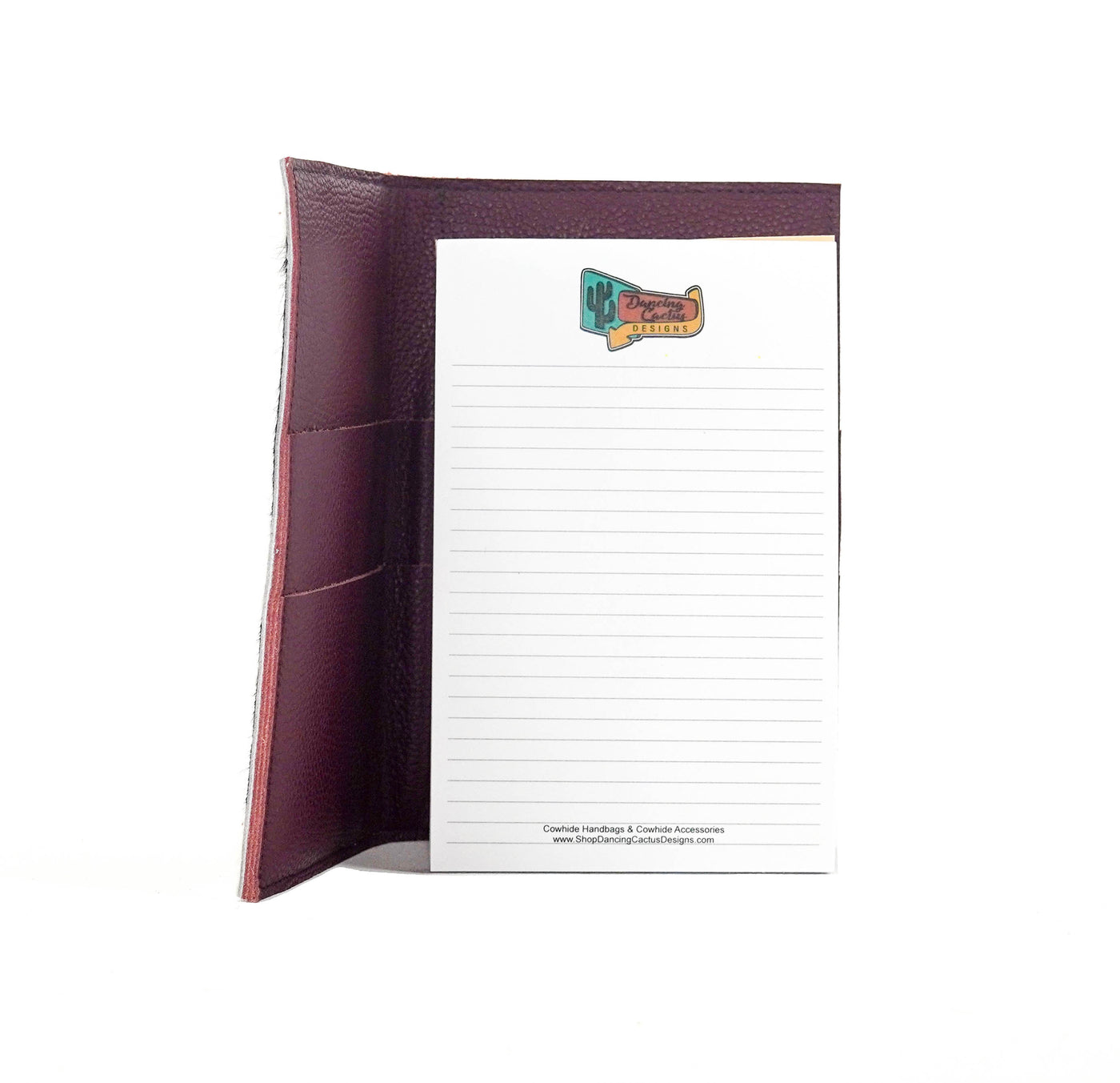 Small Notepad Cover - Black & White w/ Burgundy Tool-Small Notepad Cover-Western-Cowhide-Bags-Handmade-Products-Gifts-Dancing Cactus Designs