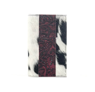 Small Notepad Cover - Black & White w/ Burgundy Tool-Small Notepad Cover-Western-Cowhide-Bags-Handmade-Products-Gifts-Dancing Cactus Designs
