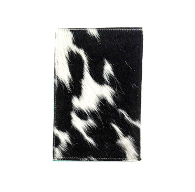 Small Notepad Cover - Black & White w/ Royston Tool-Small Notepad Cover-Western-Cowhide-Bags-Handmade-Products-Gifts-Dancing Cactus Designs