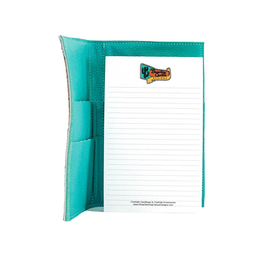Small Notepad Cover - Black & White w/ Royston Tool-Small Notepad Cover-Western-Cowhide-Bags-Handmade-Products-Gifts-Dancing Cactus Designs