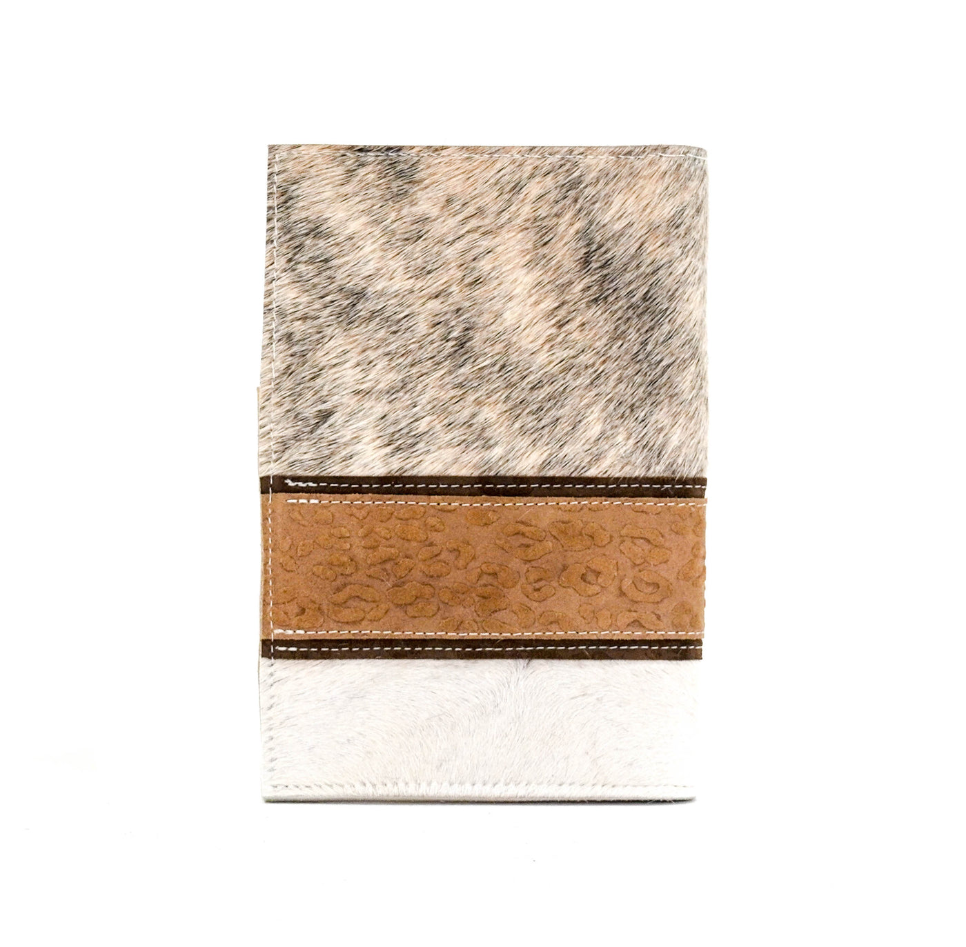 Small Notepad Cover - Brindle w/ Vanilla Leopard-Small Notepad Cover-Western-Cowhide-Bags-Handmade-Products-Gifts-Dancing Cactus Designs