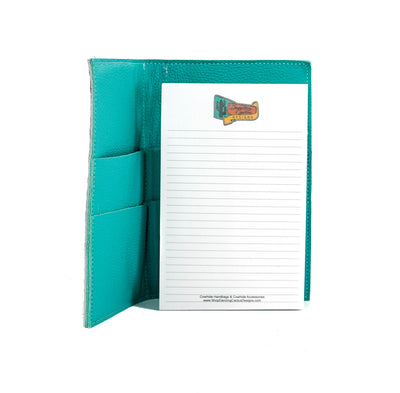Small Notepad Cover - Salt & Pepper w/ Mandarine Navajo-Small Notepad Cover-Western-Cowhide-Bags-Handmade-Products-Gifts-Dancing Cactus Designs