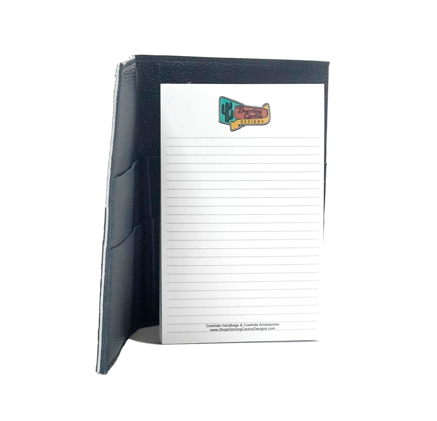 Small Notepad Cover - Salt & Pepper w/ Onyx Laredo-Small Notepad Cover-Western-Cowhide-Bags-Handmade-Products-Gifts-Dancing Cactus Designs