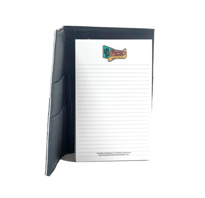 Small Notepad Cover - Salt & Pepper w/ Onyx Laredo-Small Notepad Cover-Western-Cowhide-Bags-Handmade-Products-Gifts-Dancing Cactus Designs