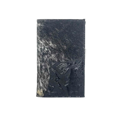 Small Notepad Cover - Salt & Pepper w/ Onyx Laredo-Small Notepad Cover-Western-Cowhide-Bags-Handmade-Products-Gifts-Dancing Cactus Designs