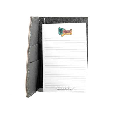 Small Notepad Cover - Tricolor w/ Sapphire Tool-Small Notepad Cover-Western-Cowhide-Bags-Handmade-Products-Gifts-Dancing Cactus Designs