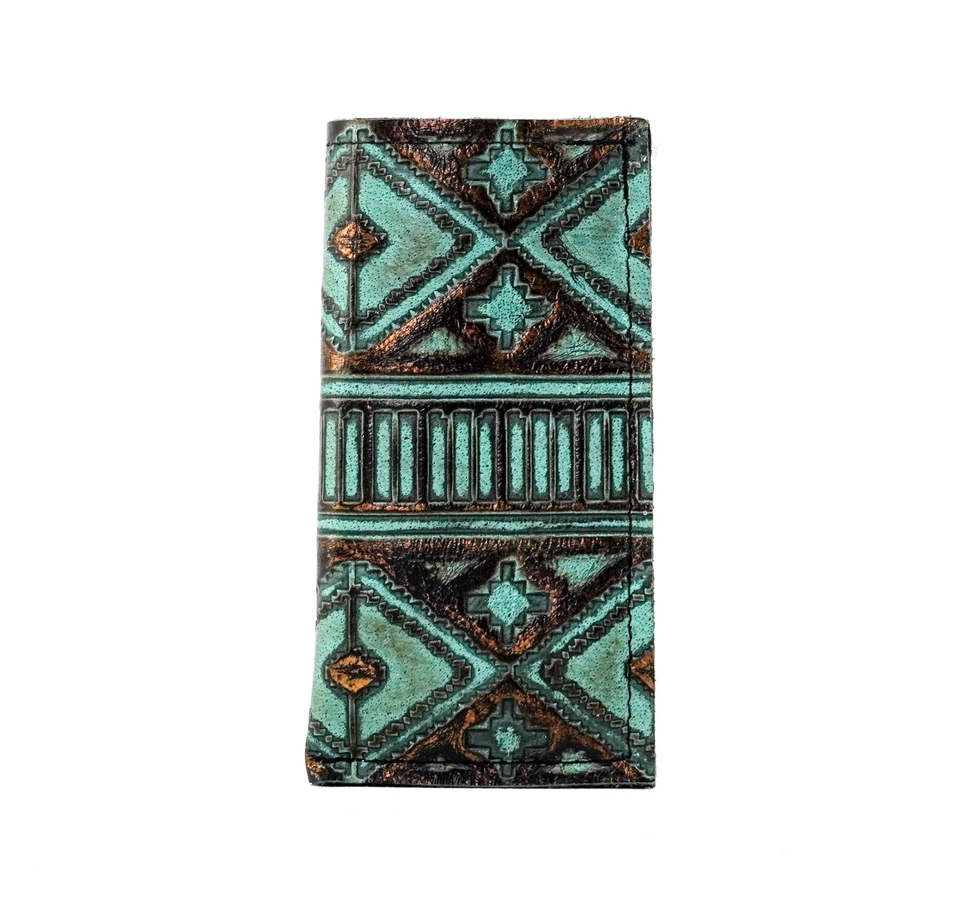 Sunglass Case - All Embossed w/ Lagoon Navajo-Sunglass Case-Western-Cowhide-Bags-Handmade-Products-Gifts-Dancing Cactus Designs