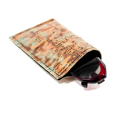 Sunglass Case - All Embossed w/ Patina Driftwood-Sunglass Case-Western-Cowhide-Bags-Handmade-Products-Gifts-Dancing Cactus Designs