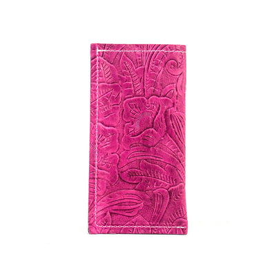 Sunglass Case - All Embossed w/ Plum Denver Tool-Sunglass Case-Western-Cowhide-Bags-Handmade-Products-Gifts-Dancing Cactus Designs