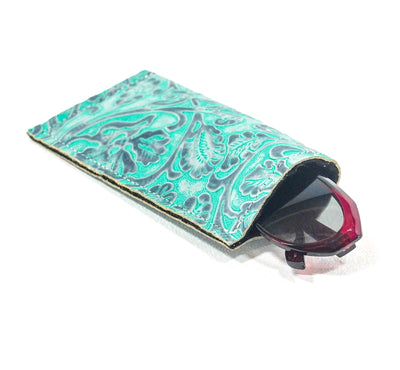 Sunglass Case - All Embossed w/ Royston Tool-Sunglass Case-Western-Cowhide-Bags-Handmade-Products-Gifts-Dancing Cactus Designs