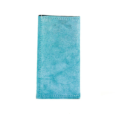 Sunglass Case - All Leather w/ Turquoise Glitter-Sunglass Case-Western-Cowhide-Bags-Handmade-Products-Gifts-Dancing Cactus Designs