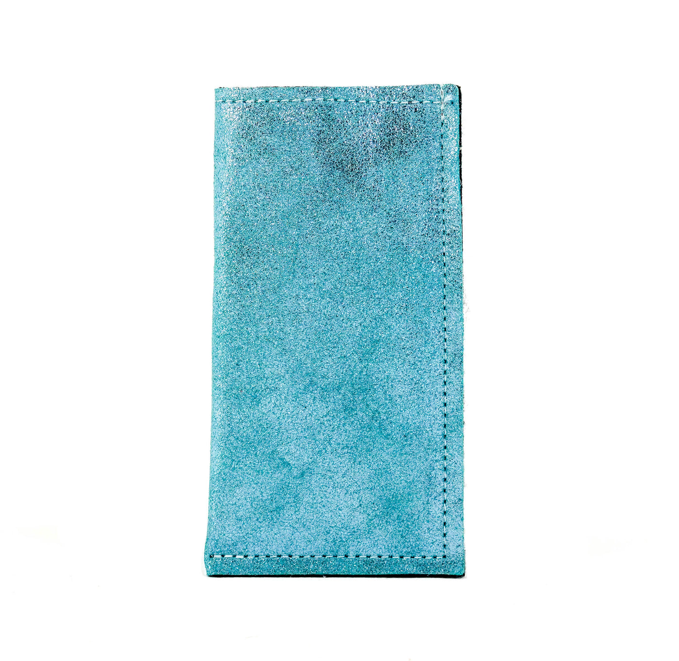 Sunglass Case - All Leather w/ Turquoise Glitter-Sunglass Case-Western-Cowhide-Bags-Handmade-Products-Gifts-Dancing Cactus Designs