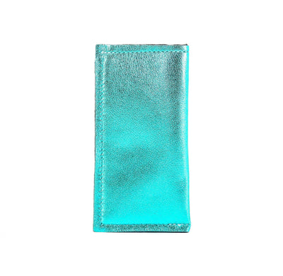 Sunglass Case - All Leather w/ Turquoise Shimmer-Sunglass Case-Western-Cowhide-Bags-Handmade-Products-Gifts-Dancing Cactus Designs