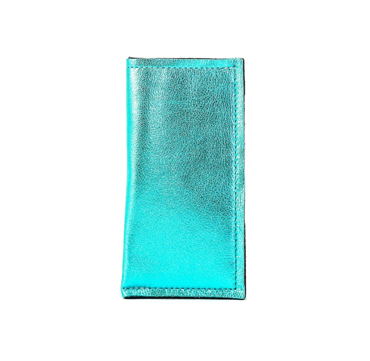 Sunglass Case - All Leather w/ Turquoise Shimmer-Sunglass Case-Western-Cowhide-Bags-Handmade-Products-Gifts-Dancing Cactus Designs