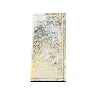 Sunglass Case - All Leather w/ White & Gold Glitter-Sunglass Case-Western-Cowhide-Bags-Handmade-Products-Gifts-Dancing Cactus Designs