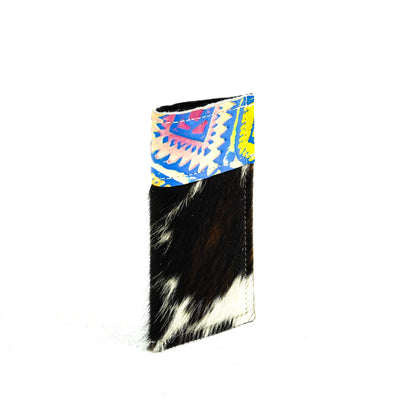 Sunglass Case - Black & White w/ Neon Trip Aztec-Sunglass Case-Western-Cowhide-Bags-Handmade-Products-Gifts-Dancing Cactus Designs